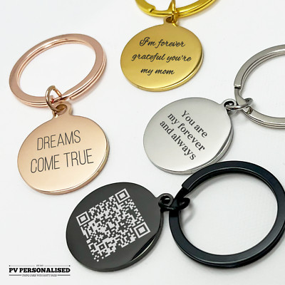  QR-Code Schlüsselring Schlüsselanhänger personalisiert individueller Scan Geschenk graviert Audio Schlüssel Text
