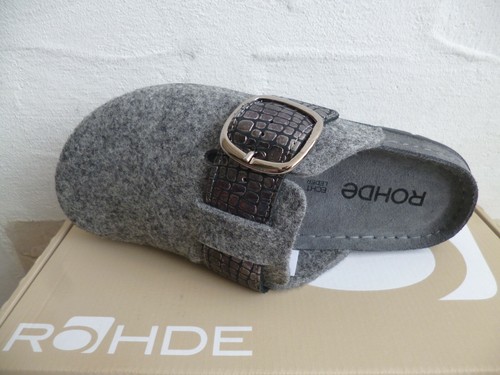 Rohde Women's Slipper Slippers House Shoe Clogs Felt Grey - Picture 4 of 7