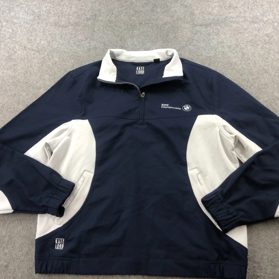 Женская куртка Kate Lord большая синяя на молнии 1/4 для гольфа с вышивкой длинным рукавом * - Изображение 2 из 4