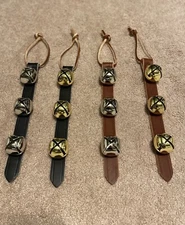 SLEIGH BELLS LEATHER Christmas Hanging Leather Brown On Leather Strap Jingle