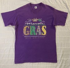 Vintage Mardi Gras New Orleans T Shirt Men's Large Single Stitch Made In USA Tee