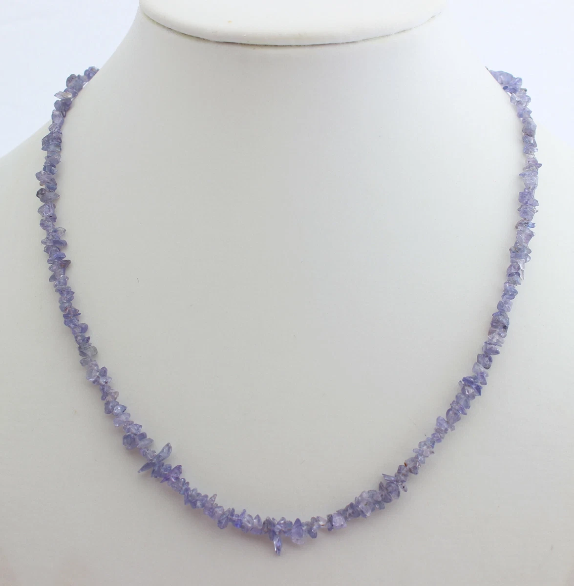 Collana In Tanzanite Vera Con Perline Sfaccettate E Catena In Argento 925 Placcato Oro Rosa (50 Cm)