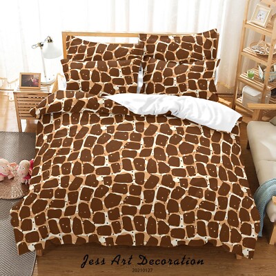 3D Animal Print Pattern Brown Quilt Cover Set Bedding Sets Pillowcases 64