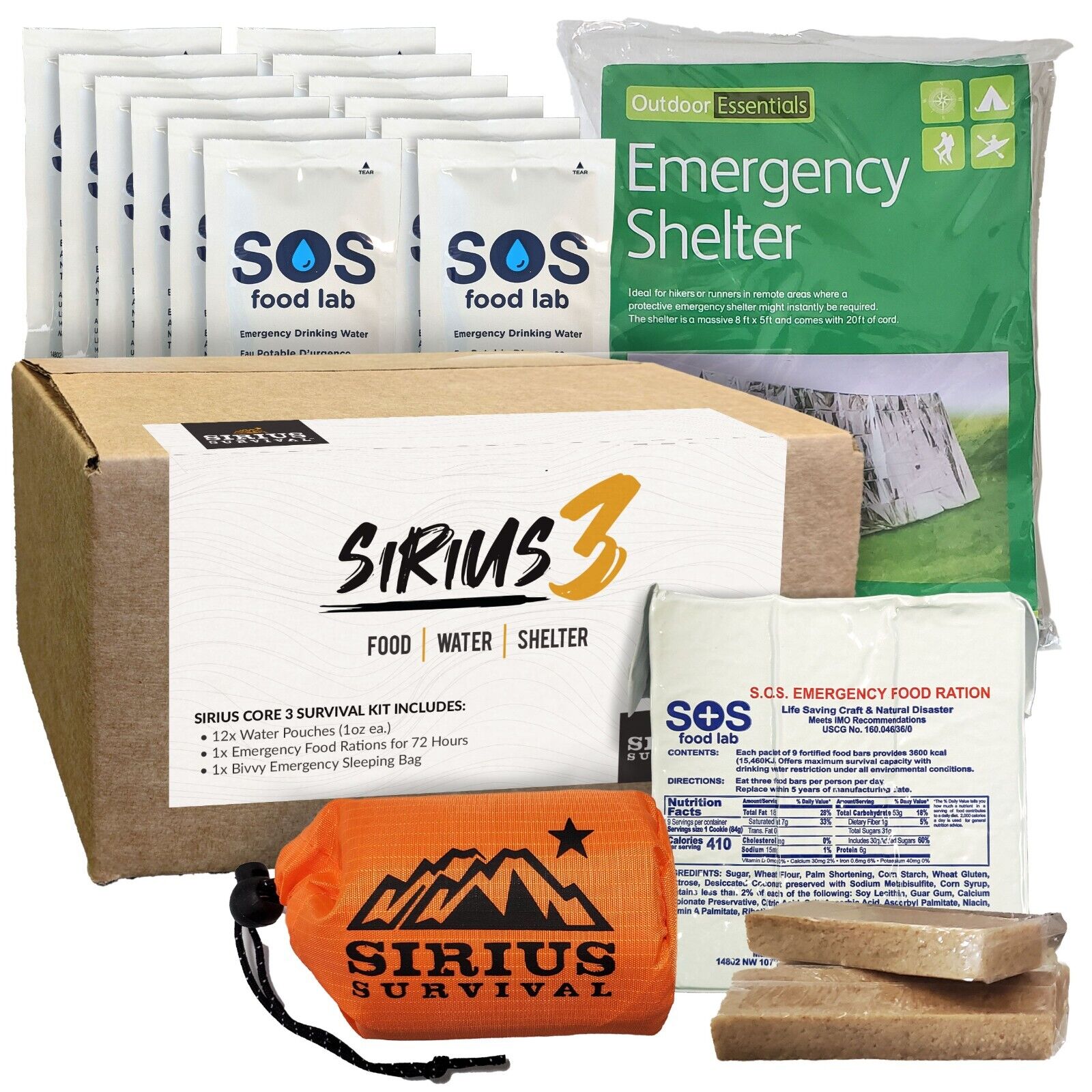 The Sirius 3 Survival Kit &Amp; Emergency Prep – Food, Water &Amp; Shelter For 72 Hours