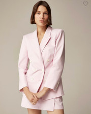 J.Crew 298 Double-breasted blazer in bi-stretch cotton blend Pink Size 8 BZ880