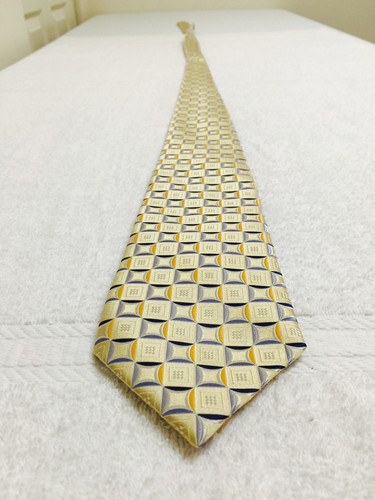 CLUB ROOM MENS TIE GOLD WITH BLUE S YELLOW 3.75 X 60 - Picture 4 of 5