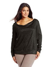 NY Collection Ladies Cowl Neck Sweater Black Plus Size 2X