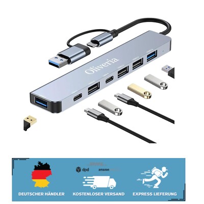 Kompakter USB C Hub 3.0   7 in 2 Adapter für schnelles Laden & Datenübertragung