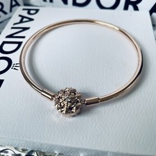 Pandora Snowflake Rose Gold Bangle 19cm Discontinued 
