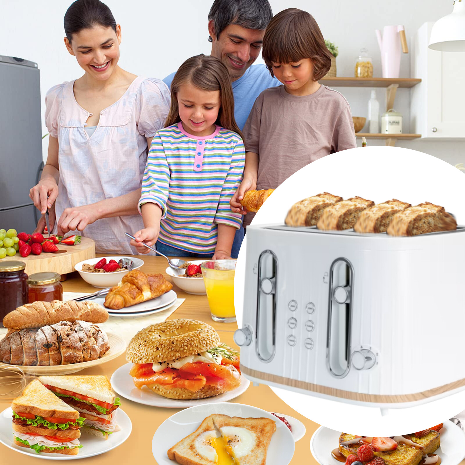 4 Slice Toaster And Kettle Set Cordless Stainless Steel Electric