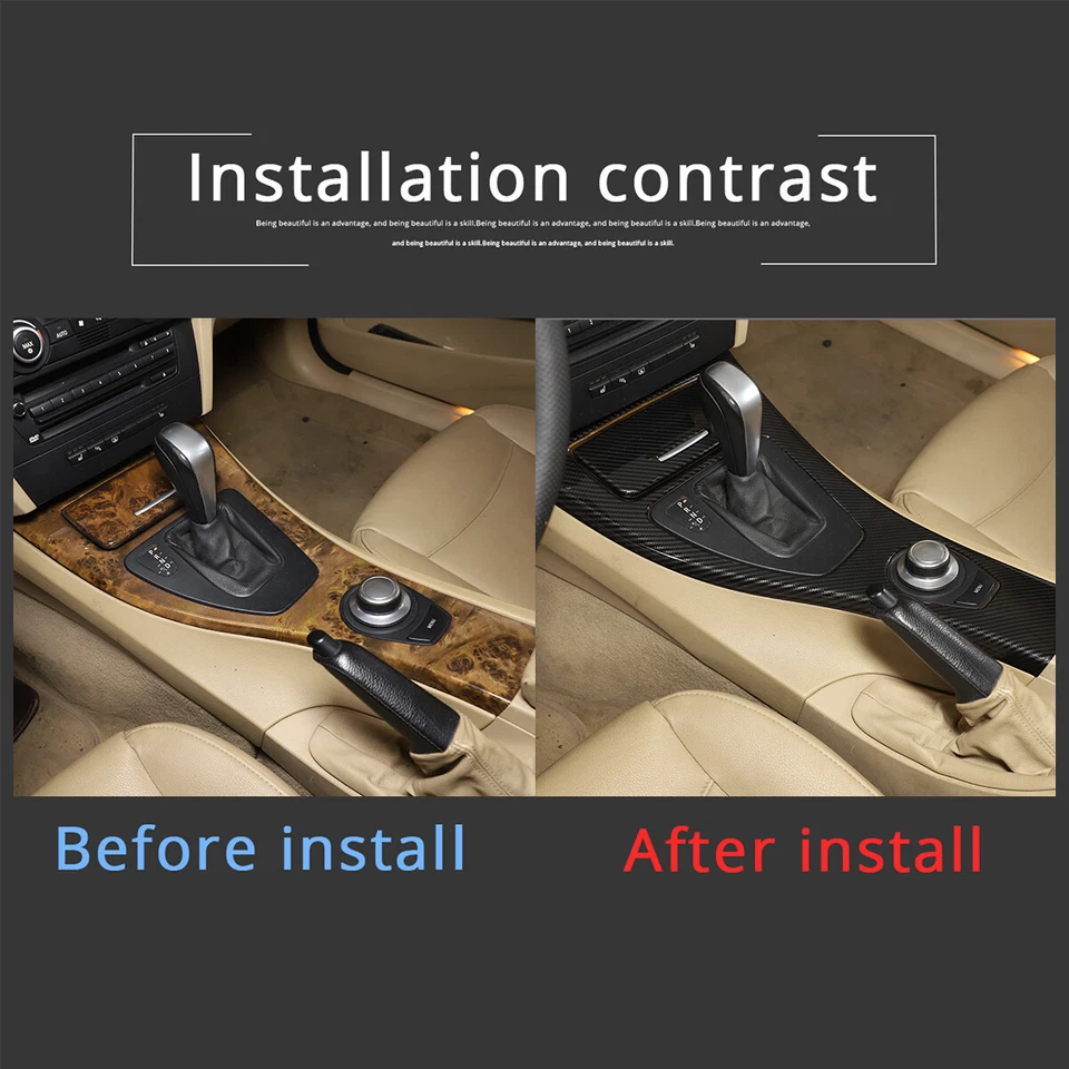 For BMW 3 Series E90 2005-2007 Center Gear Shifter Panel Trim ABS Carbon Cover - Изображение 3 из 4