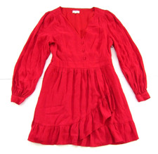 a loves a Red 100% Rayon V-Neck Long Sleeve Midi Wrap Dress Medium