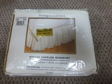 LivingQuarters Queen Size Bone Color Eyelet Ruffled Dust Bedskirt New In Pkg