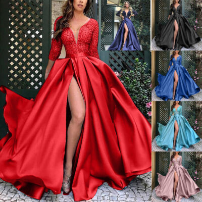 plus size black dress long sleeve Black Long Sleeves Lace Prom Dresses Plus Size Satin Formal Evening Gown Black / US16