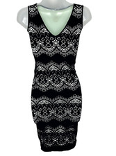 Intimately Free People Bodycon Tank Dress Crochet Knit Black Mint Green Sz XS/S