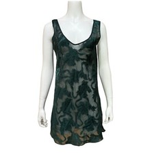 Vintage Victoria's Secret Gold Label Embossed Green Sheer Slip Dress Size Medium