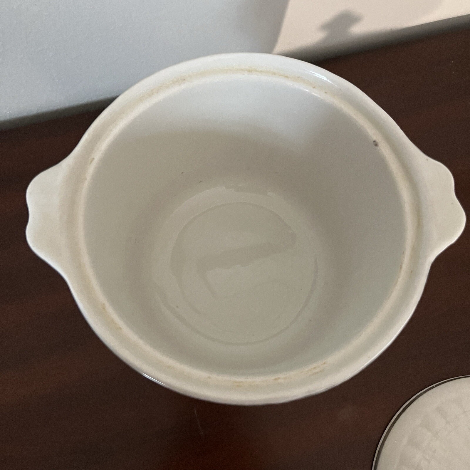 VTG The Hall China Co - For The Forman Family Bean Pot - Ivory & Floral Lid 