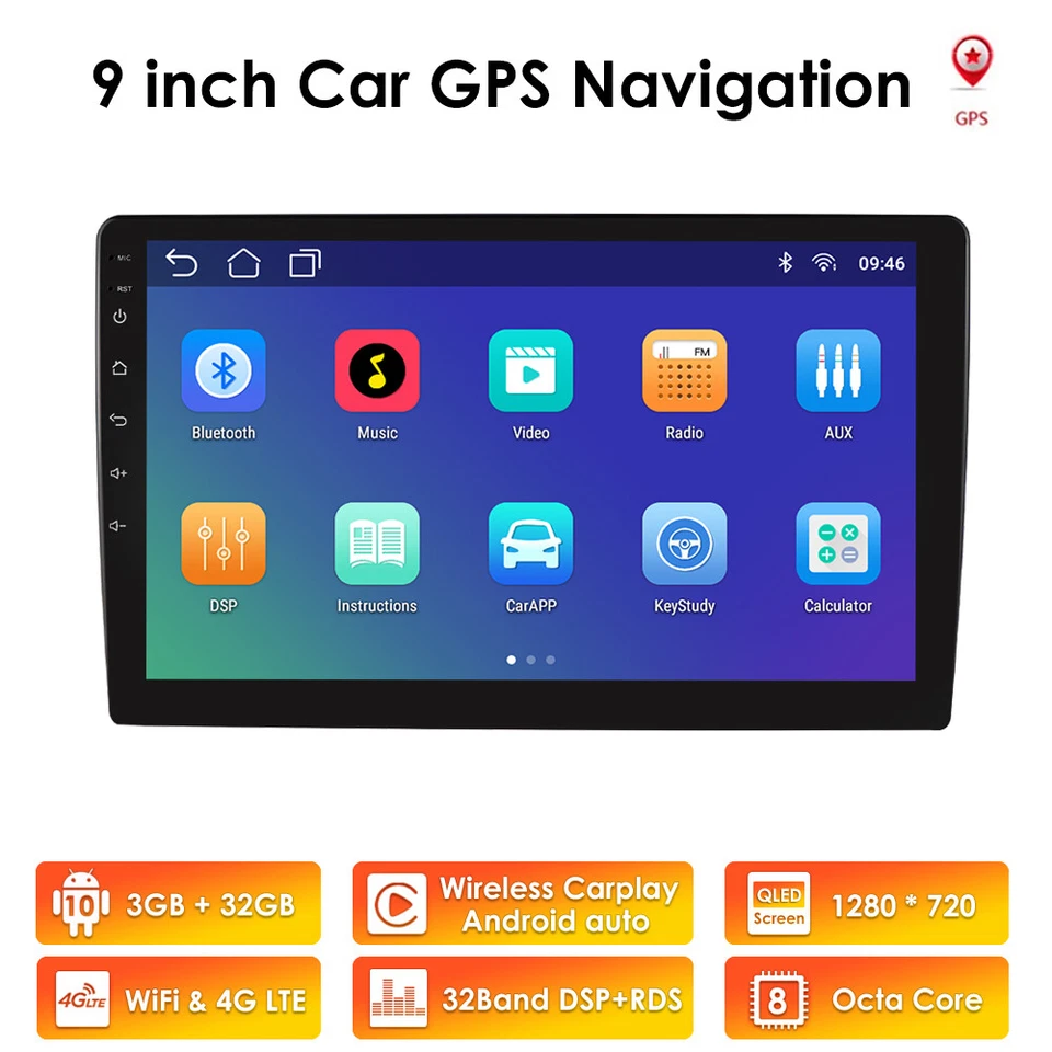9" Android 10.0 GPS 3+32GB 8 Core 2 DIN Car Stereo Radio GPS Android Auto DSP 4G - Image 2 of 4