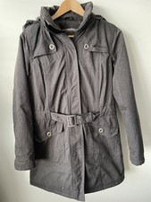 Peter Storm Grey Fine Herringbone Tri-tec Waterproof Raincoat Belt/hood Size 12