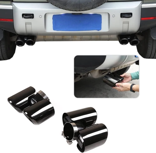 Fits for LR Defender 90 110 2020-2025 2PC Glossy Black Tailpipe Exhause Pipe - Picture 1 of 7