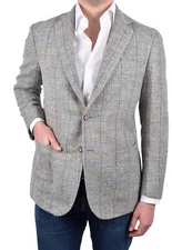 STILE LATINO handmade blazer US 44 EU 54 wool GRAY check Tailored FIT