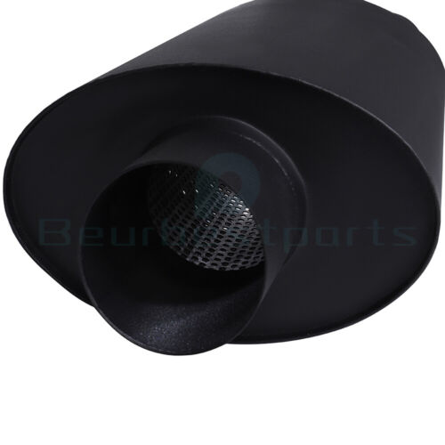 3" Inlet 3" Dual Slant Tip Black Coated Stainless Exhaust Muffler 20.5" Long - Picture 16 of 17