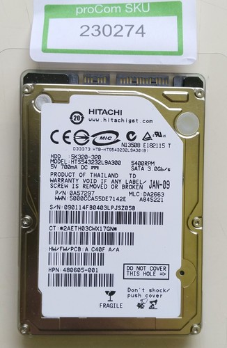 Hitachi / HTS543232L9A300 / 2,5" / SATA / 320 GB / 2 Stk. HDD / Festplatte