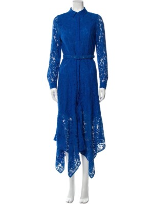 Ganni Blue Lace Pattern Midi Shirt Dress Asymmetrical Hem Size 36 $395 | eBay Ganni Blue Lace Pattern Midi Shirt Dress Asymmetrical Hem Size 36 $395 | eBay