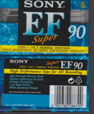 Sony EF Super 90 2x Cassette Tape K7 Type I New Neu Blank 1995 1996 Madcjay