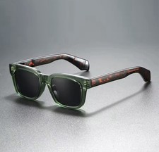Men  s Green Designer Sunglasses With Gray Polarized Lenses And Leopard Temples