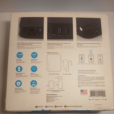 Naztech Volt Power Station/AC Outlet 27000 Battery Pack