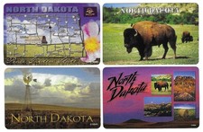 4 joker souvenir, swap playing cards, N.D. Peace Garden State, Bison, map
