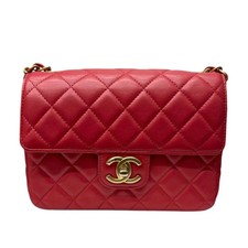 CHANEL Matelasse Mini Flap Bag AS3737 Red/GHW Lambskin Shoulder Bag 770