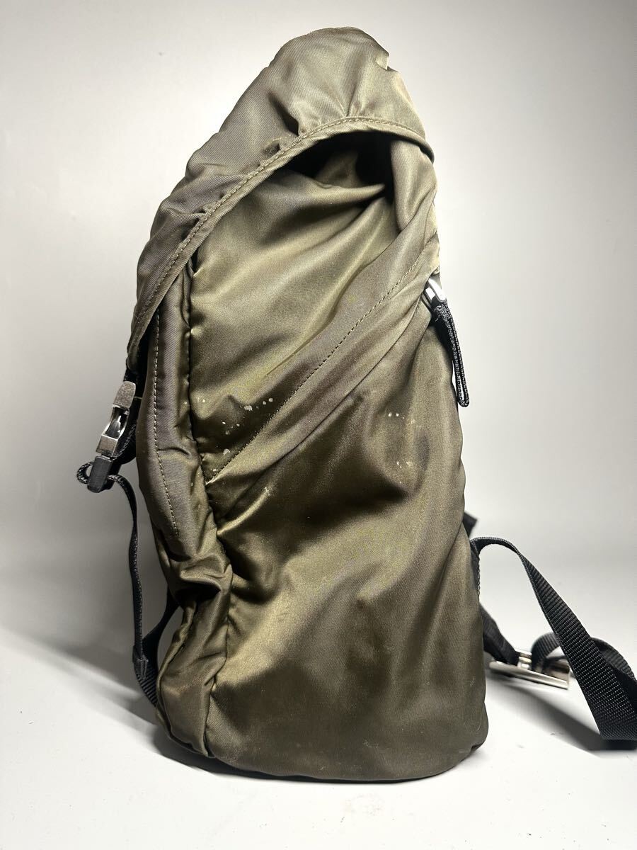 PRADA Backpack Khaki Nylon Backpack Triangle Logo Men s 2VZ062 from japan thumbnail 3
