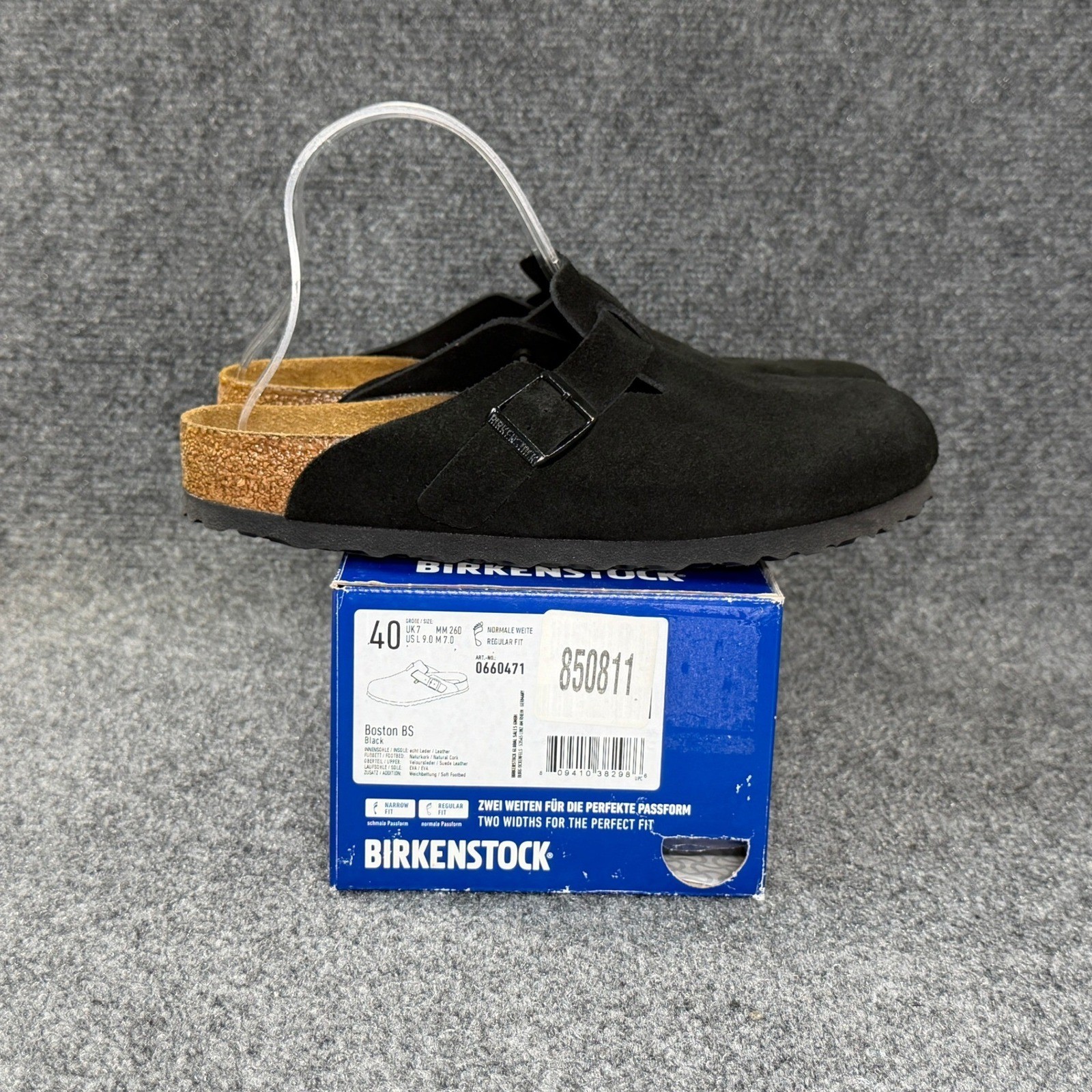 Birkenstock Boston Clogs Women's 9 Black Suede Soft Footbed Slip On Sandal Shoes