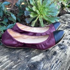 Loeffler Randall Ballet Flats Wine Black Tip Brazil Women's Size 6 B