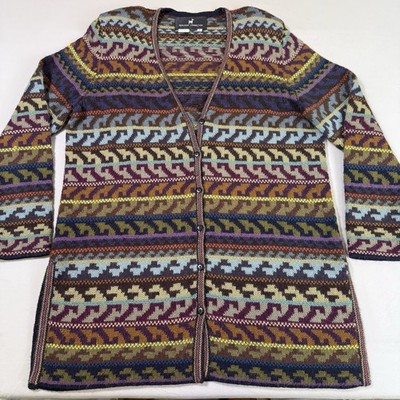 Peruvian Connection 100% Alpaca Cardigan Sweater Womens Large Button Front EUC