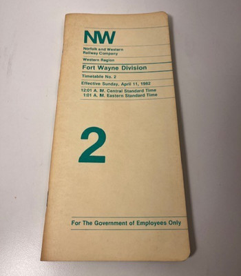 Norfolk & Western  Western Region, Ft. Wayne Div. ETT #2,  April 11, 1982