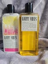 Bath & Body Works HAPPY VIBES 8 oz Body Lotion & 8 oz Shower Gel RETIRED New