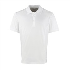 Image of Premier PR615 Mens Cool checker Fitted Pique Polo Shirt Small White NEW FREE P&P
