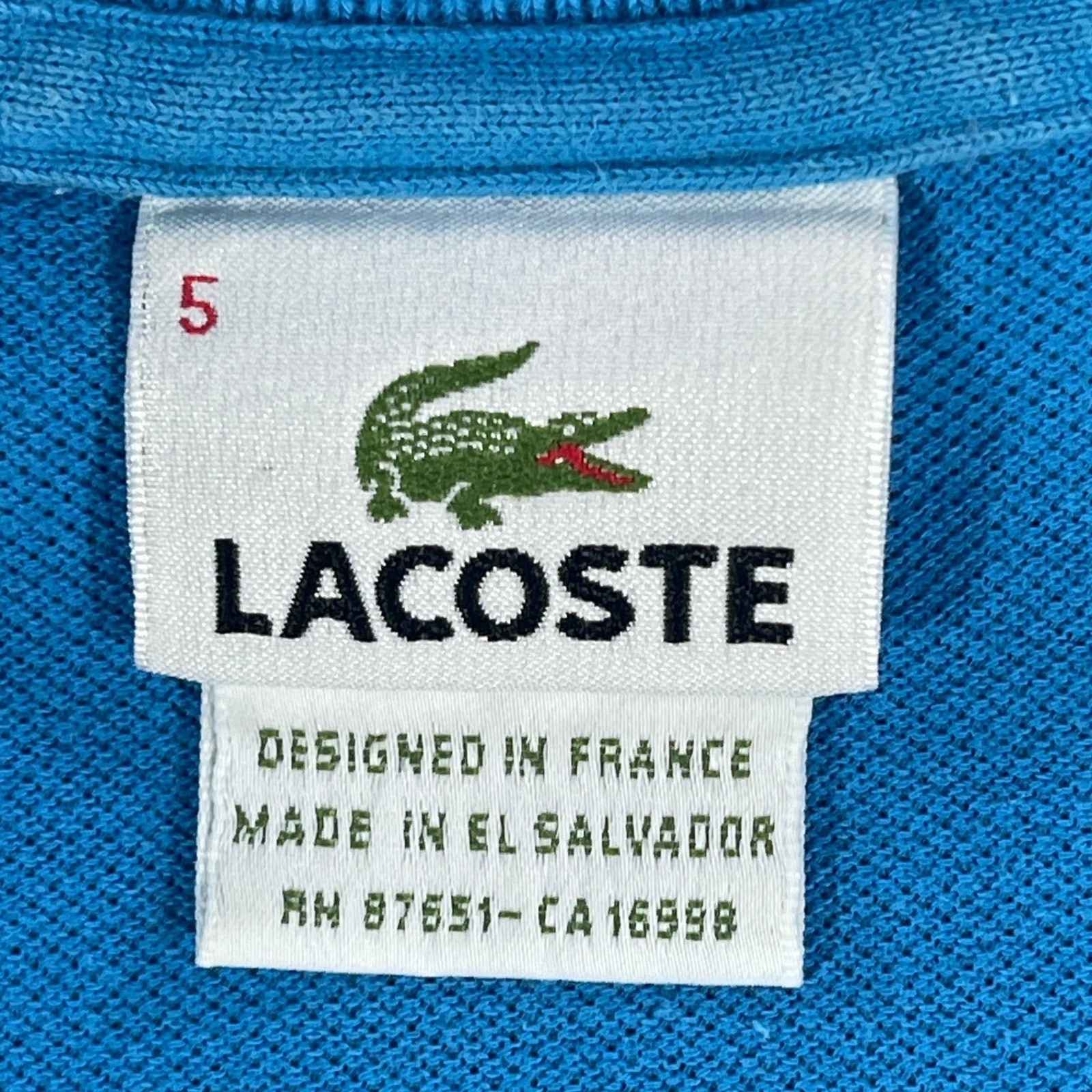 Lacoste Men's Size 5 Blue Short Sleeve Polo Shirt Classic Fit Crocodile Logo thumbnail 3