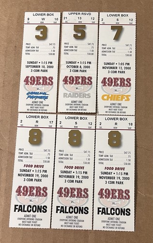 2000 San Francisco 49ers (6) Football Ticket Stub Lot *605DEALS*