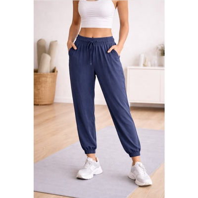 #ad Chaser Mica Silk Slouchy Pull On Drawstring Jogger Pant Women#x27;s Sz M Blue NWT $29.99