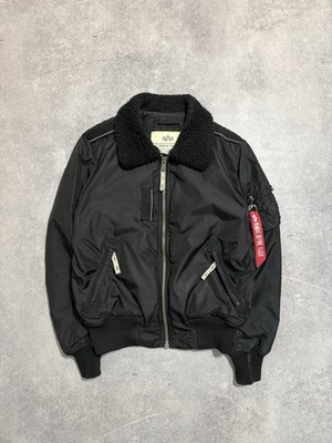 Alpha Industries B-15 Bomber Flight Jacket Black Men s Size M Faux Fur Collar
