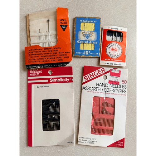 Vintage Sewing Needle Lot Singer Simplicity Milwards Coat of Arms Assorted 5pk