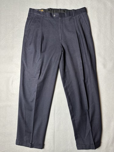 Vintage Britches Of Georgetowne Pure Wool Pleated Wide Leg Trousers 37 X 32 - Image 1