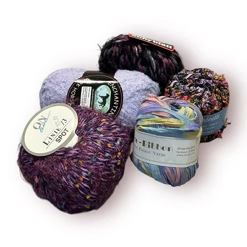 Novelty Texture Yarn Sampler 5 Skeins – Ribbon Boucle Ladder – Choose Theme - Image 3 of 4