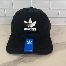 Adidas Hat Cap Strap Back Black Trefoil Embroidered Mens Originals Relaxed Fit