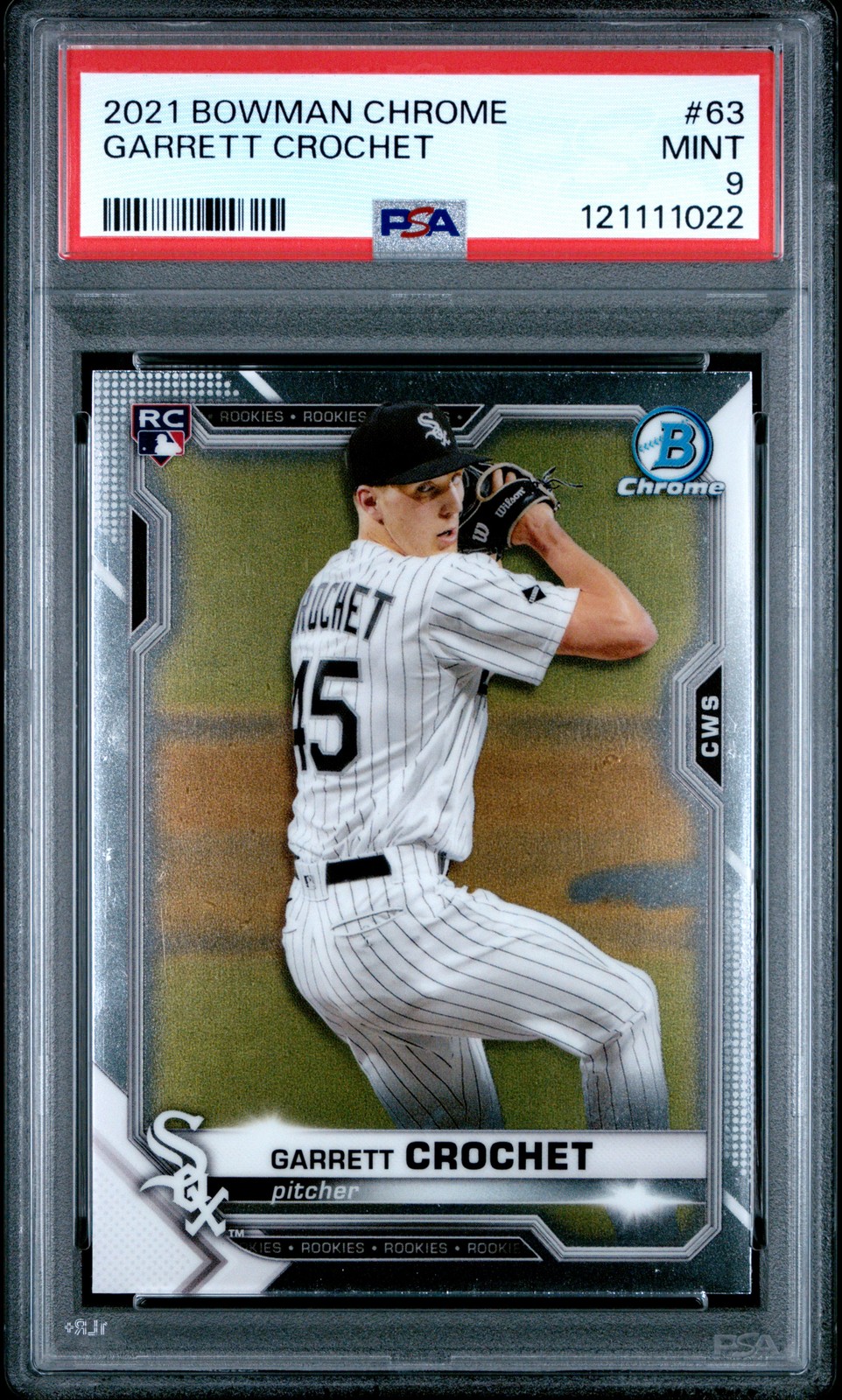2021 BOWMAN CHROME #63 GARRETT CROCHET ROOKIE RC PSA 9