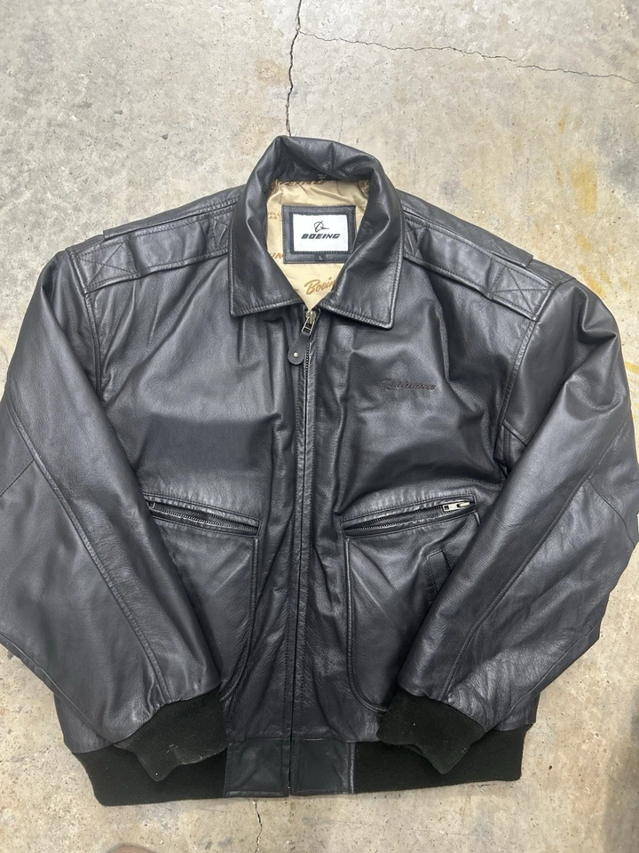 Chaqueta de Cuero Boeing De Colección Para Hombre Grande Genuino Bombardero Vuelo Aviador Abrigo Foto 2 de 4